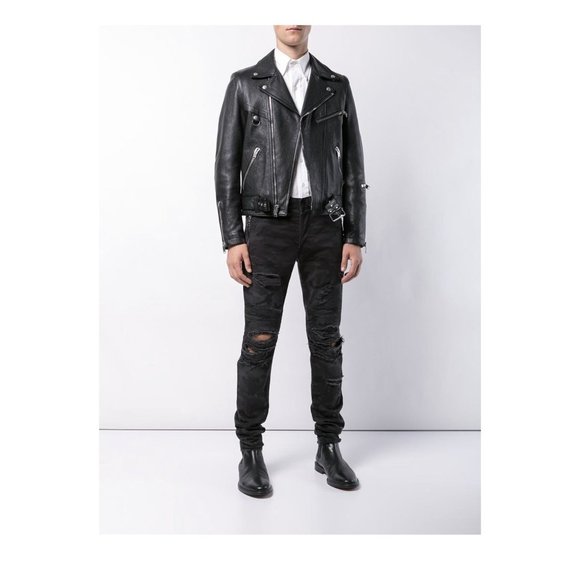 Balmain Black Camo Ripped Slim Fit Jeans - Picture 2 of 6